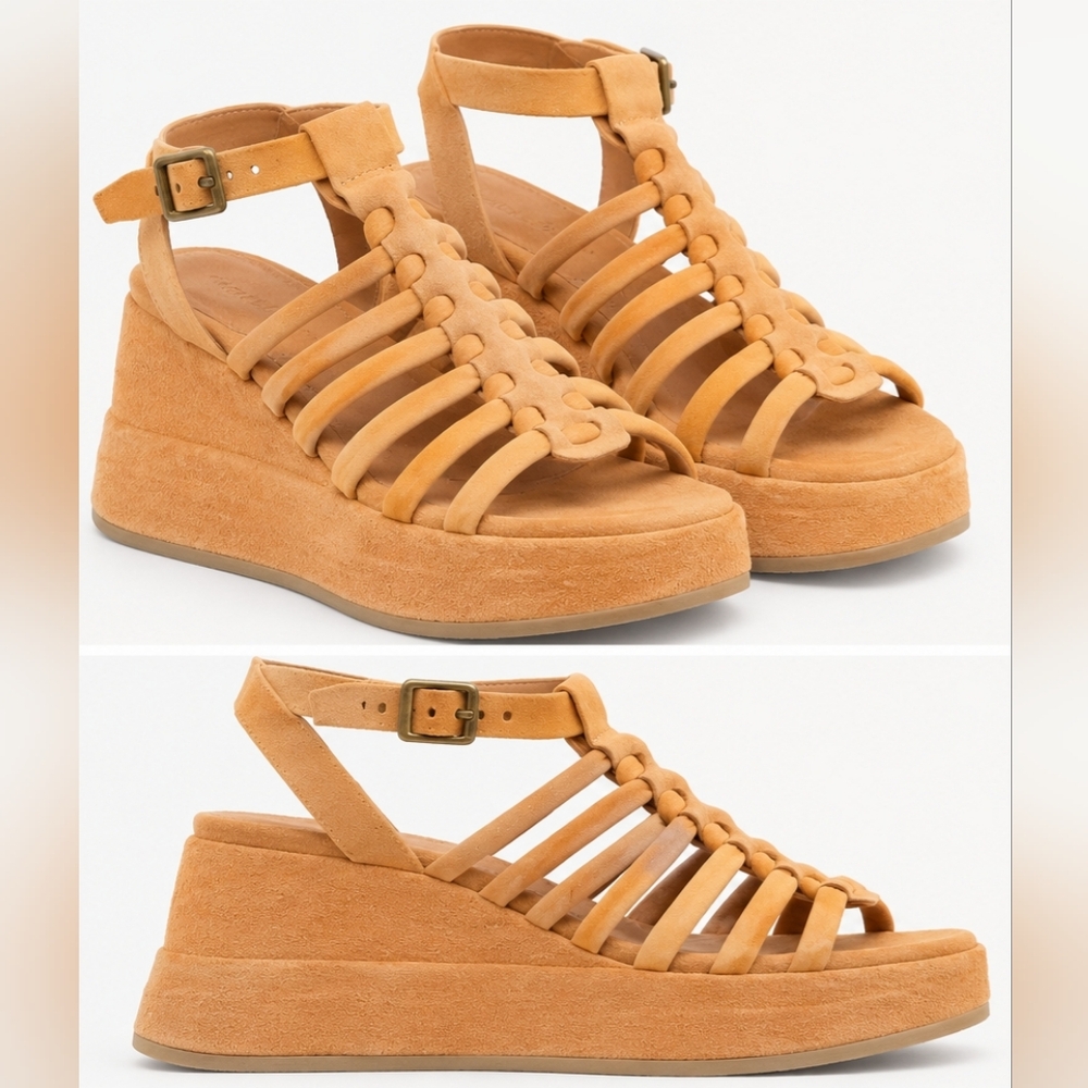 A.S.98 Airstep Leather Strappy Platform Wedge Sandals EU 39
